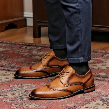 Brogue Wingtip Cognac — Colección Clásica Zenvaro